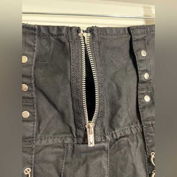 Vintage Y2K Tripp NYC Black Mini Skirt with Silver Hardware Detail - Picture 11 of 14